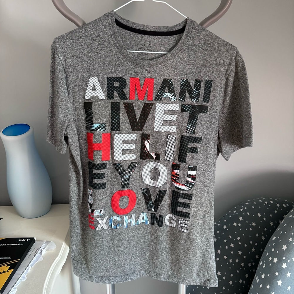 Armani Exhange - Live the life you love - logo t-shirt grey